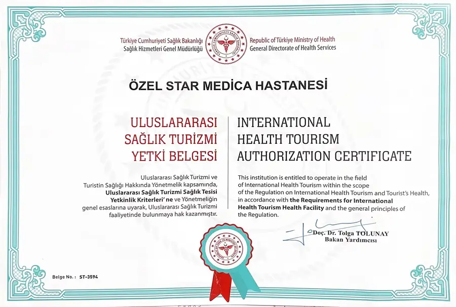 Uluslararası Sağlık Turizmi Yetki Belgesi - Özel Star Medica Hastanesi