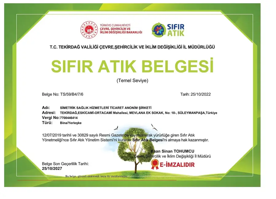 Sıfır Atık Belgesi - T.C. Tekirdağ Valiliği Çevre, Şehircilik ve İklim Değişikliği İl Müdürlüğü